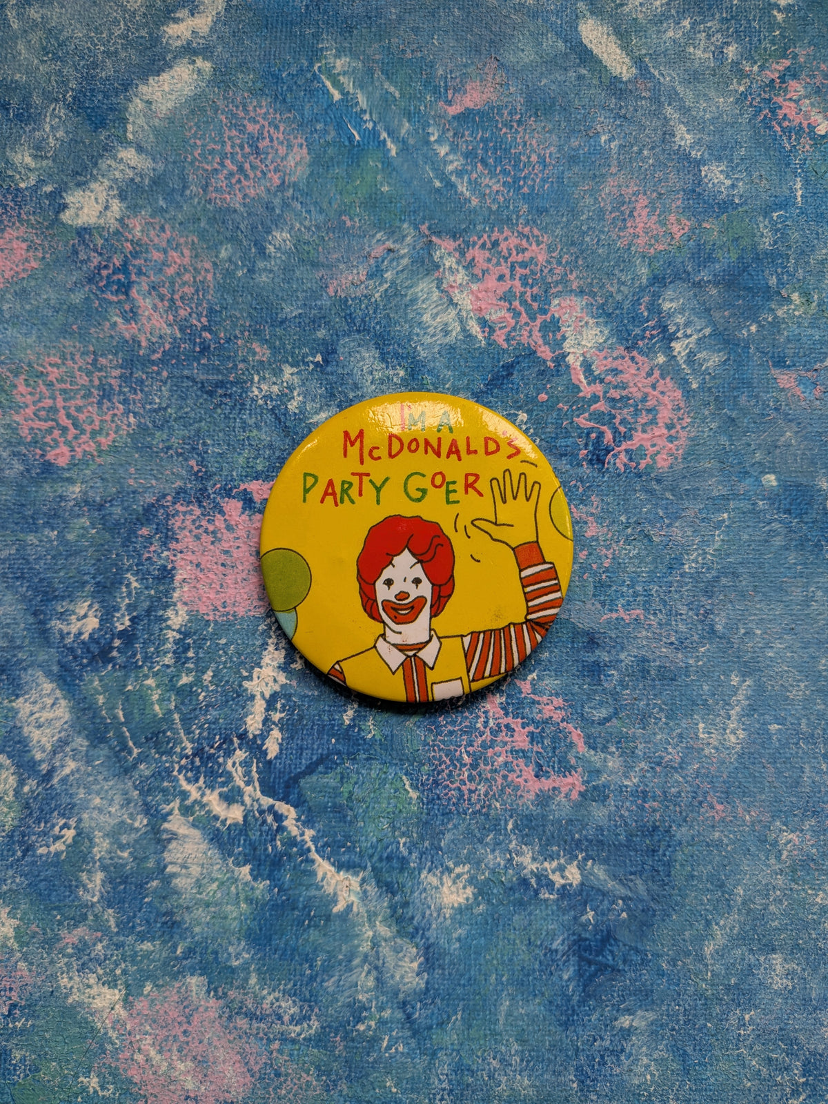 Vintage Ronald McDonald "I'm A McDonald's Party Goer" Badge - 1990s
