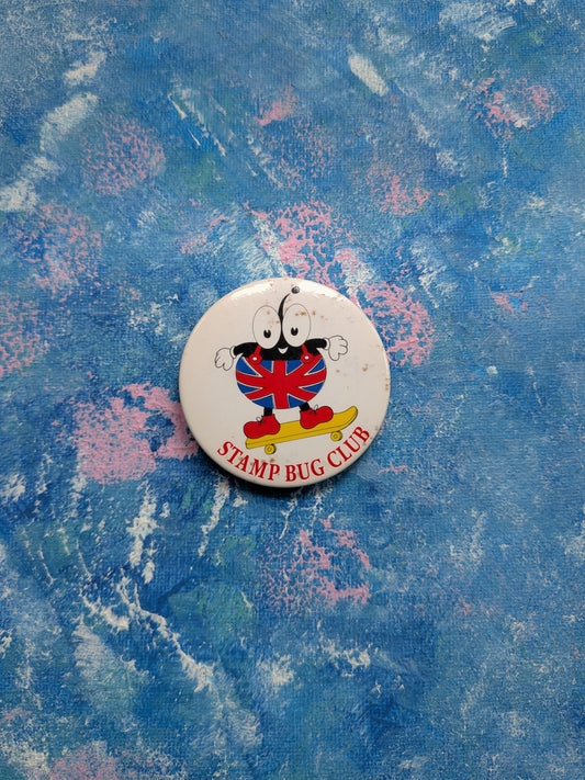 Vintage Royal Mail Stamp Bug Club Skateboarding Bug Badge - 1980s