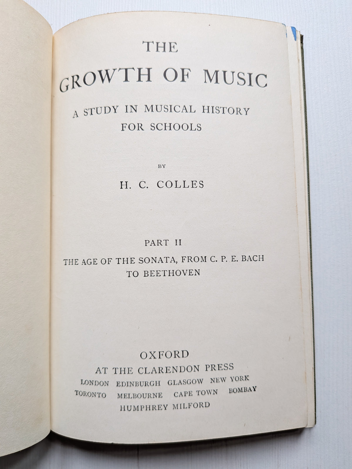 The Growth of Music Part II by H.C. Colles - 1933 - The Clarendon Press