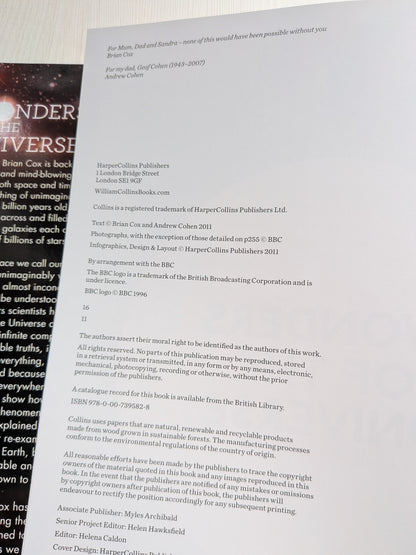 Wonders of The Universe by Brian Cox and Andrew Cohen - 2011 - HarperCollins