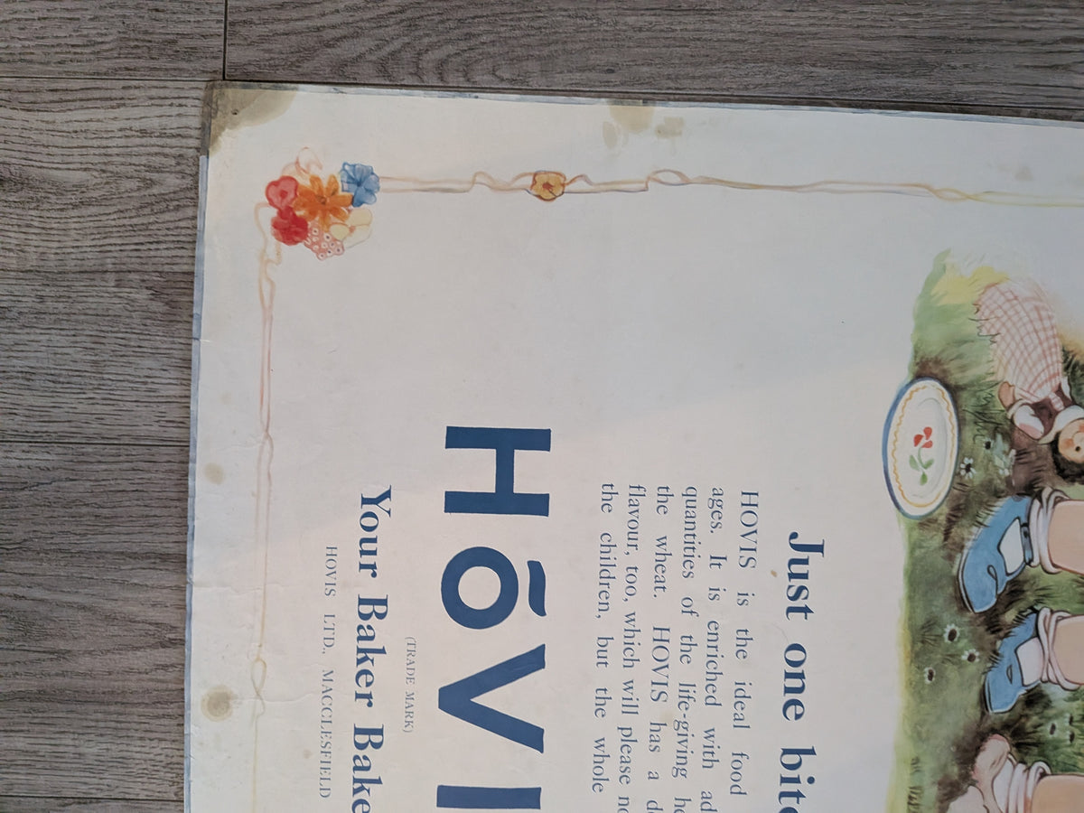 Vintage Hovis Bread "Just One Bite!" Mabel Lucie Attwell Illustration Poster