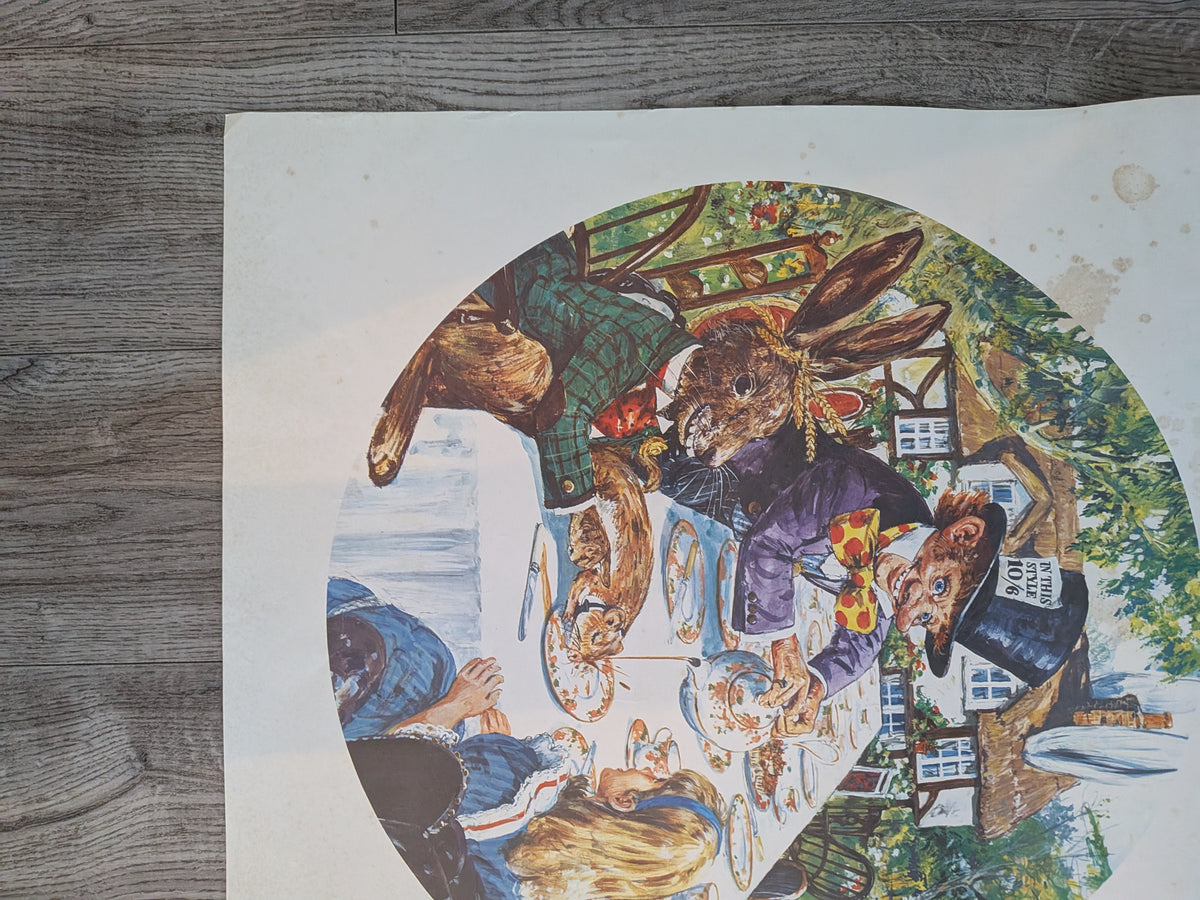 Vintage Alice in Wonderland "The Mad Hatter's Tea Party" Illustration Poster