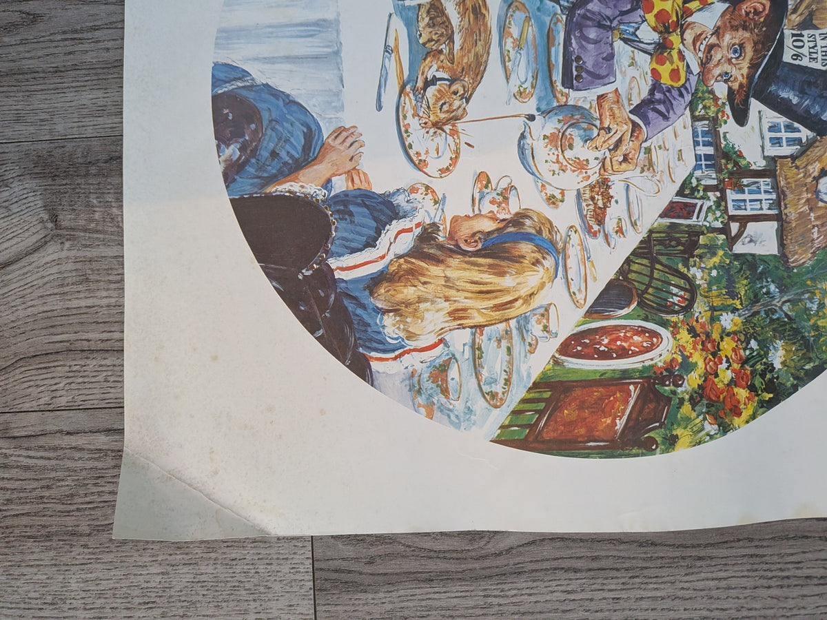 Vintage Alice in Wonderland "The Mad Hatter's Tea Party" Illustration Poster