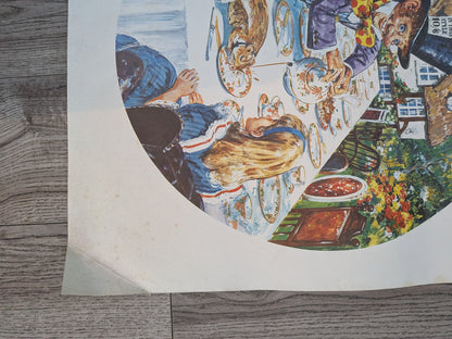 Vintage Alice in Wonderland "The Mad Hatter's Tea Party" Illustration Poster
