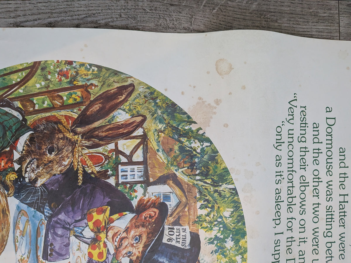 Vintage Alice in Wonderland "The Mad Hatter's Tea Party" Illustration Poster