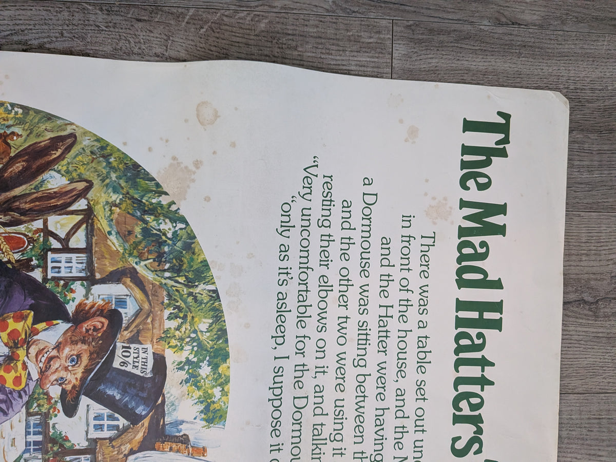 Vintage Alice in Wonderland "The Mad Hatter's Tea Party" Illustration Poster