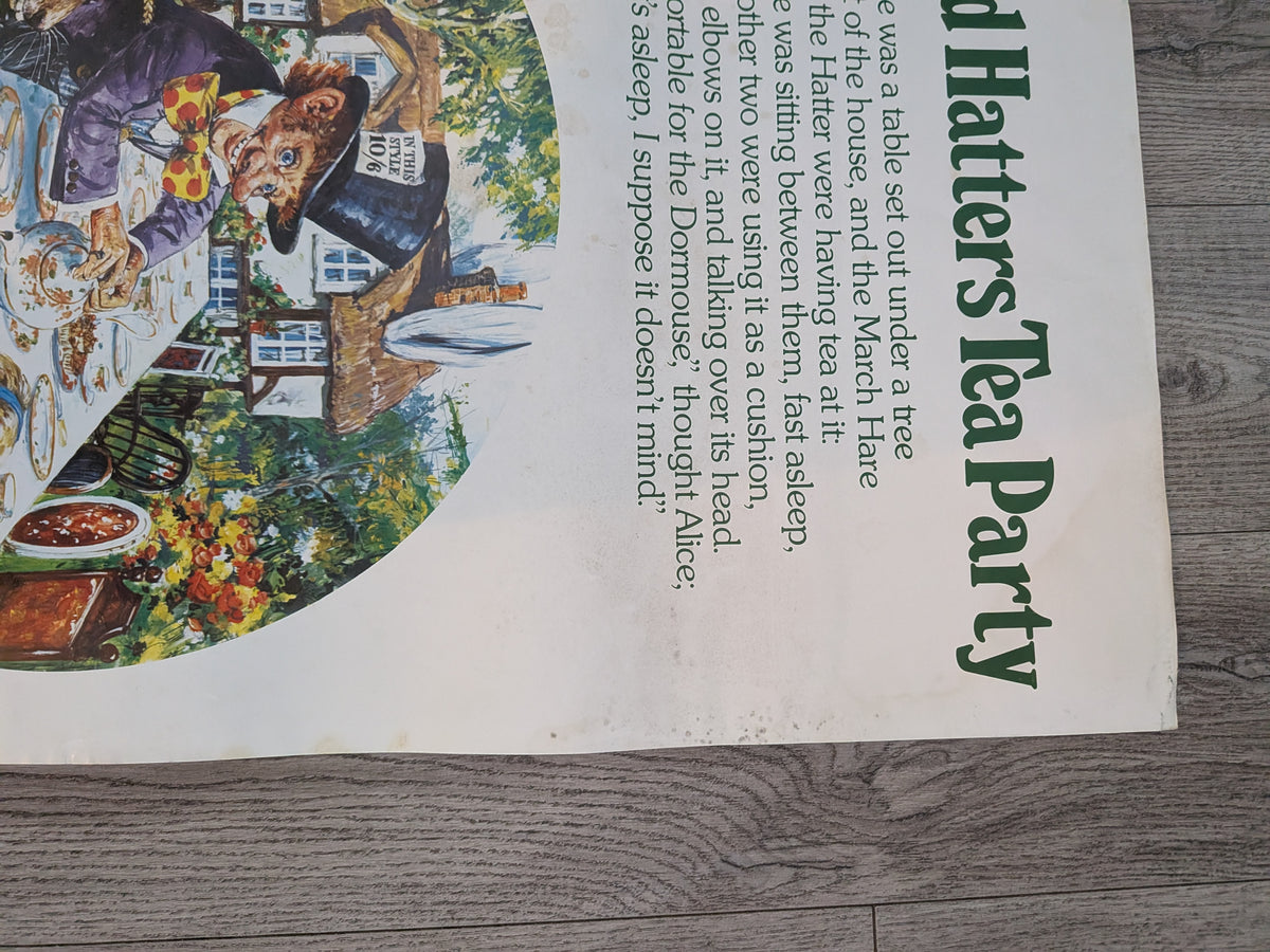 Vintage Alice in Wonderland "The Mad Hatter's Tea Party" Illustration Poster