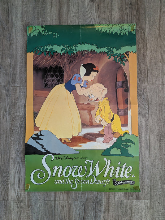 Vintage Snow White and the Seven Dwarfs 50th Anniversary Poster - 1987 - Disney
