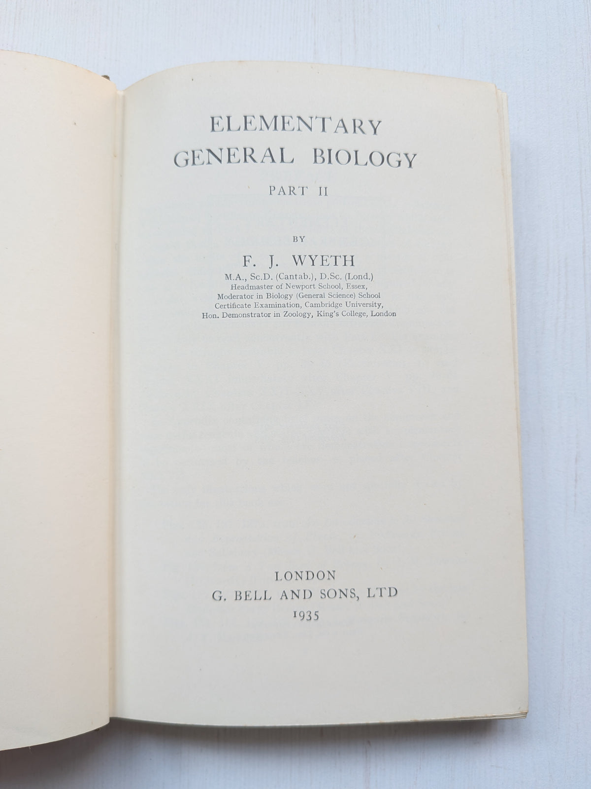 Elementary General Biology Part II by F. J. Wyeth - 1935 - G. Bell and Sons Ltd