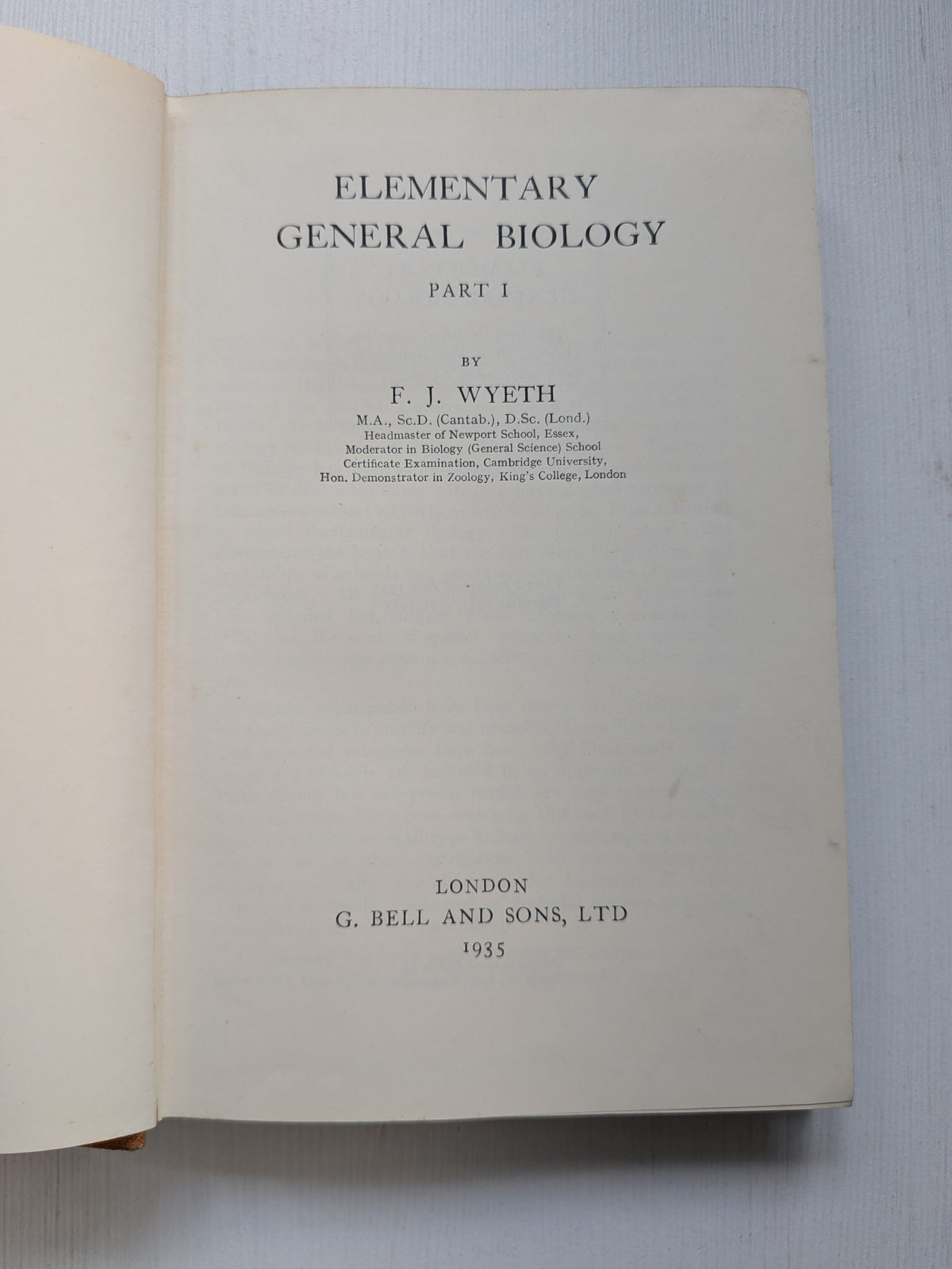 Elementary General Biology Part I by F. J. Wyeth - 1935 - G. Bell and Sons Ltd