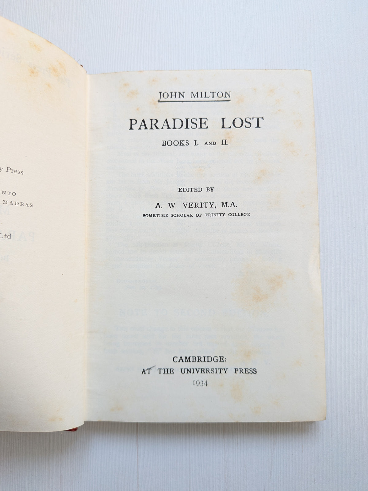 Paradise Lost: Books I and II by John Milton - 1934 - Cambridge University Press