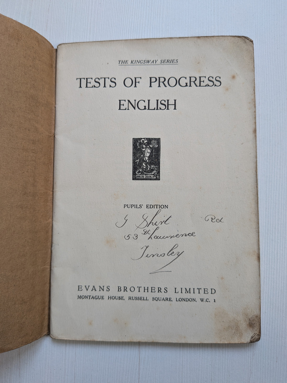 Test of Progress English - Pupils' Edition - The Kingsway Series - Evan Bros.