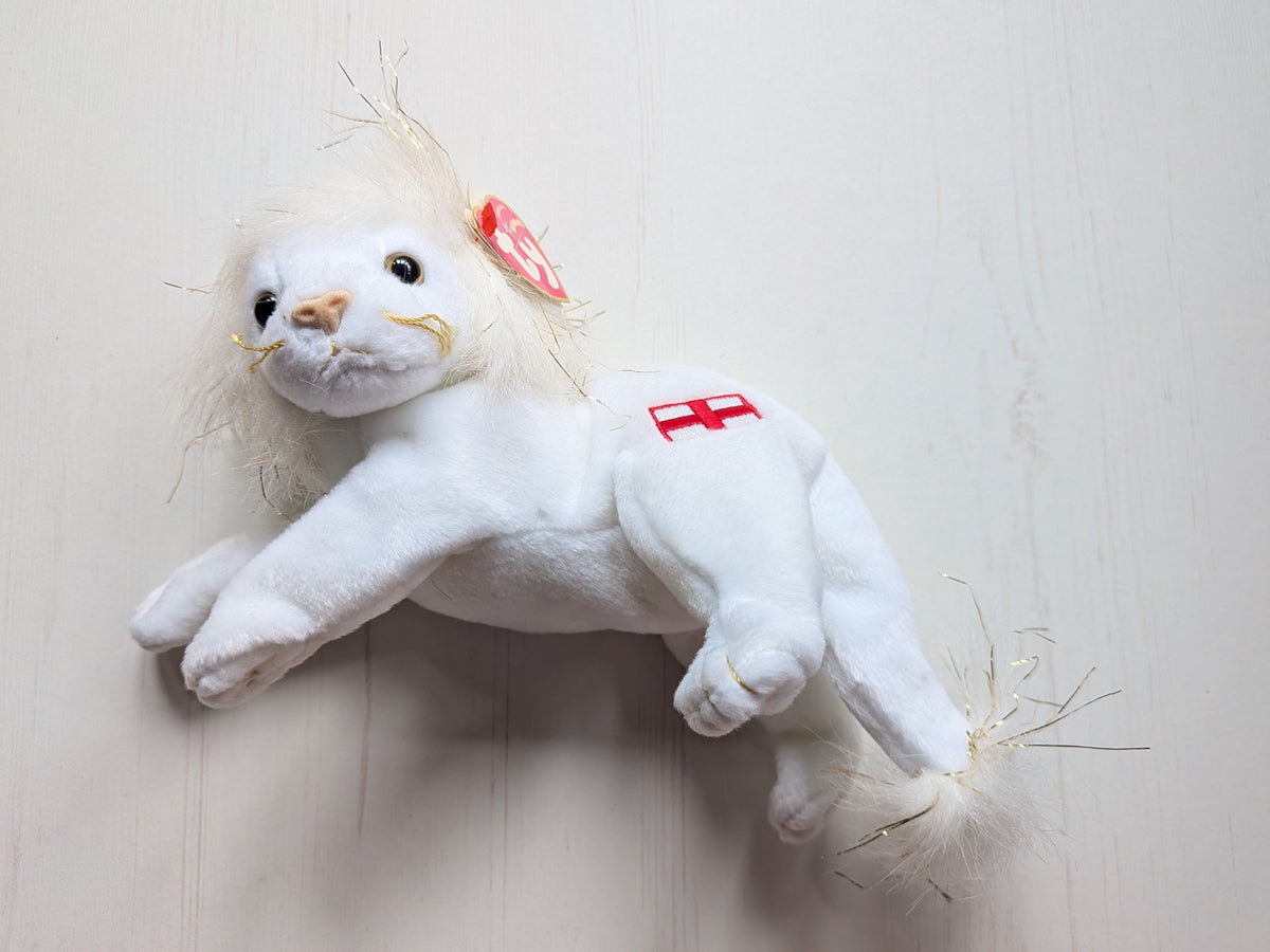 Vintage Pride The Lion with England Flag TY Beanie Baby - UK Exclusive - 2004