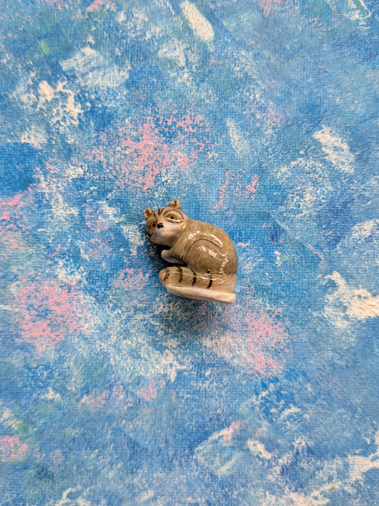 Wade Whimsies Raccoon Ceramic Small Figurine - 1958 North American Animals Set