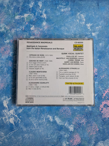 Quink Vocal Ensemble - Renaissance Madrigals CD - 1989 - Telarc