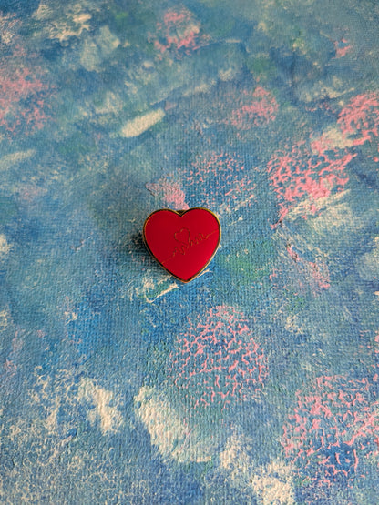 Heart Shaped Red and Gold Enamel Pin Badge