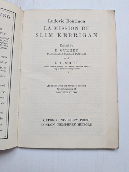La Mission De Slim Kerrigan - Ludovic Boutinon - 1935 - Oxford University Press