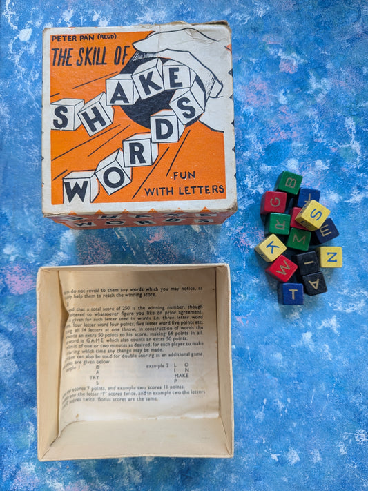 Vintage Shake Words Letter Dice Game - Peter Pan Series - 1960s - Missing Shaker