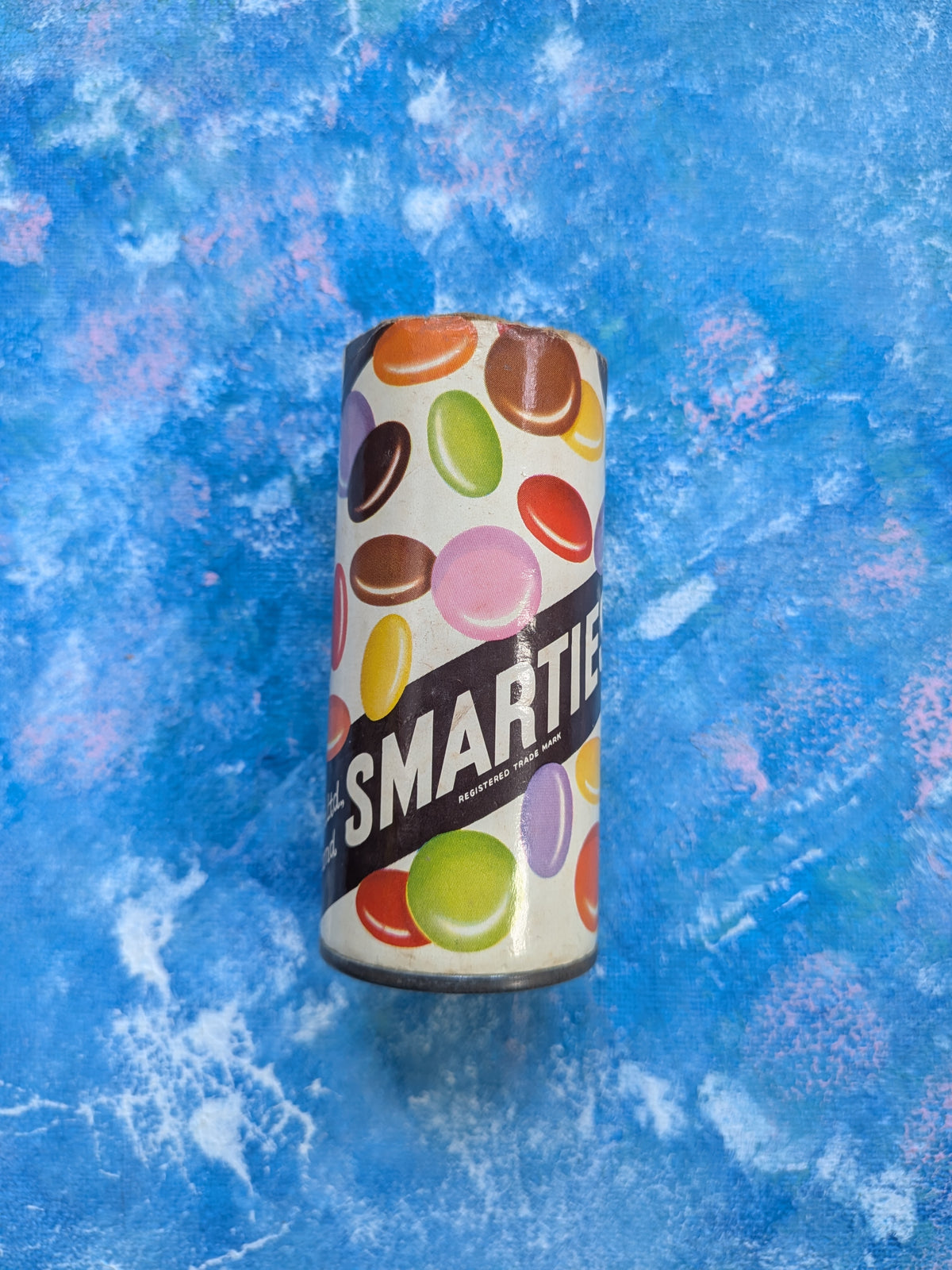 Rare Vintage 1950s Smarties Sweets Card Tube With Tin Base - Rowntree & Co Ltd