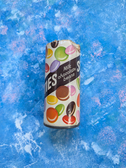 Rare Vintage 1950s Smarties Sweets Card Tube With Tin Base - Rowntree & Co Ltd
