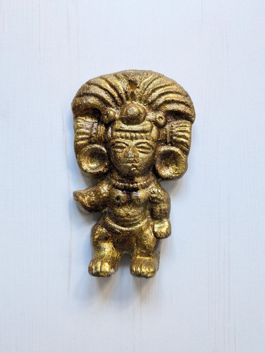 Vintage Mayan/Aztec Gold-Coloured Plaster Ornament - Unmarked