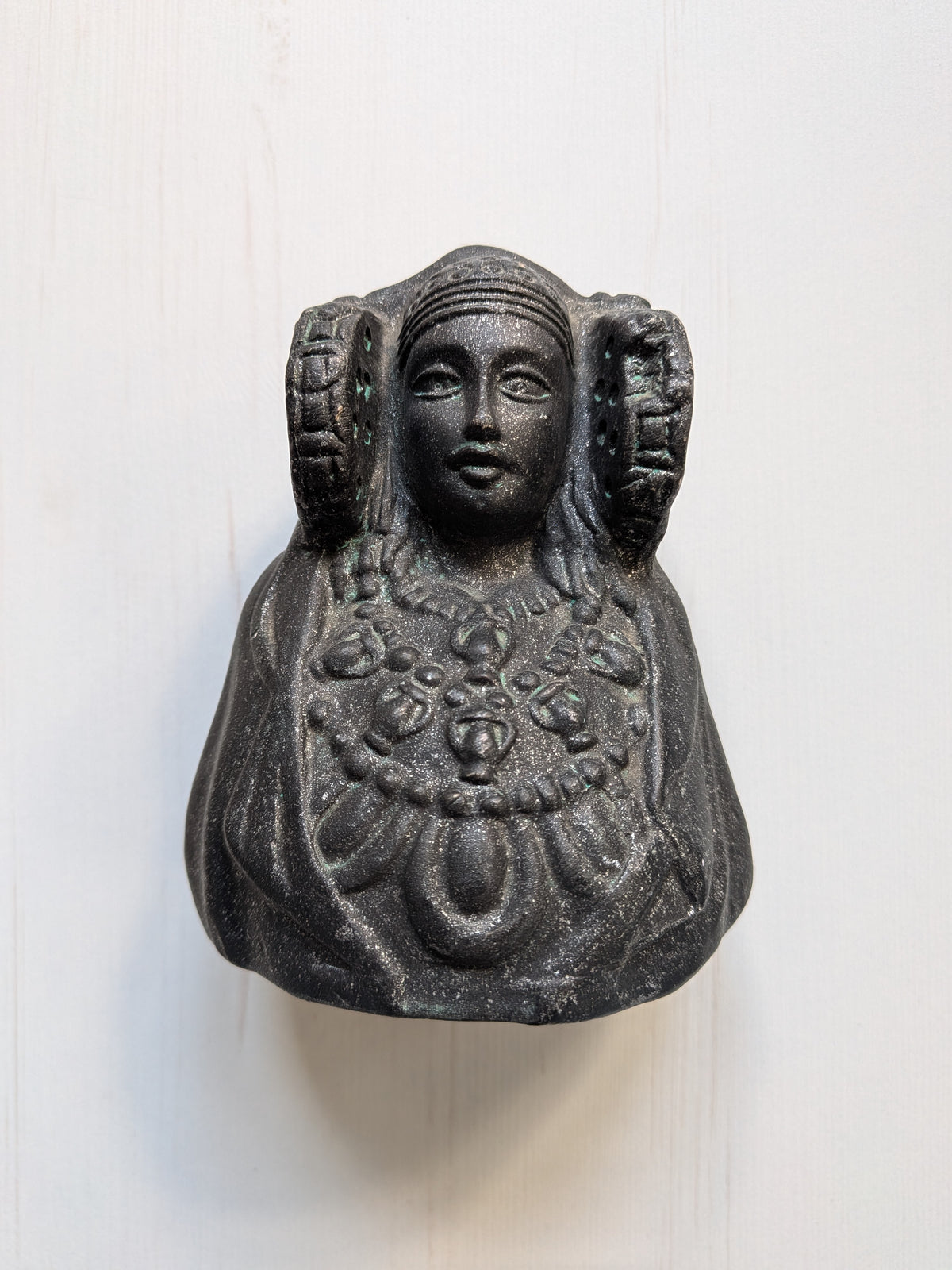 Rare Vintage Lady of Elche Dark Grey Ceramic Bust