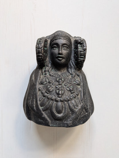 Rare Vintage Lady of Elche Dark Grey Ceramic Bust