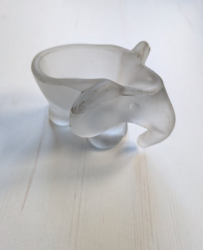 Vintage Frosted Glass Elephant Trinket Dish - Unmarked