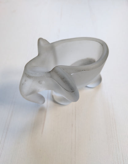 Vintage Frosted Glass Elephant Trinket Dish - Unmarked