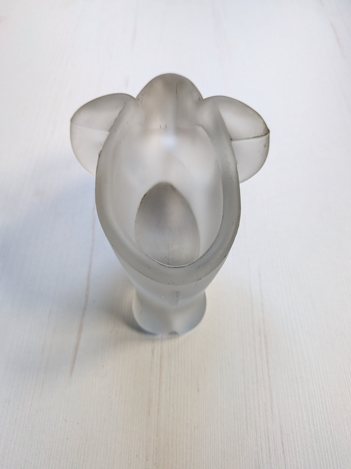 Vintage Frosted Glass Elephant Trinket Dish - Unmarked