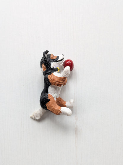 Vintage Puppy In My Pocket Tri-Colour Border Collie Figure - Playful Pups Set