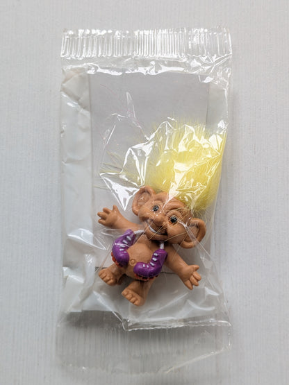Vintage Troll with Yellow Hair and Rollerskates Weetos Cereal Toy, 1990s