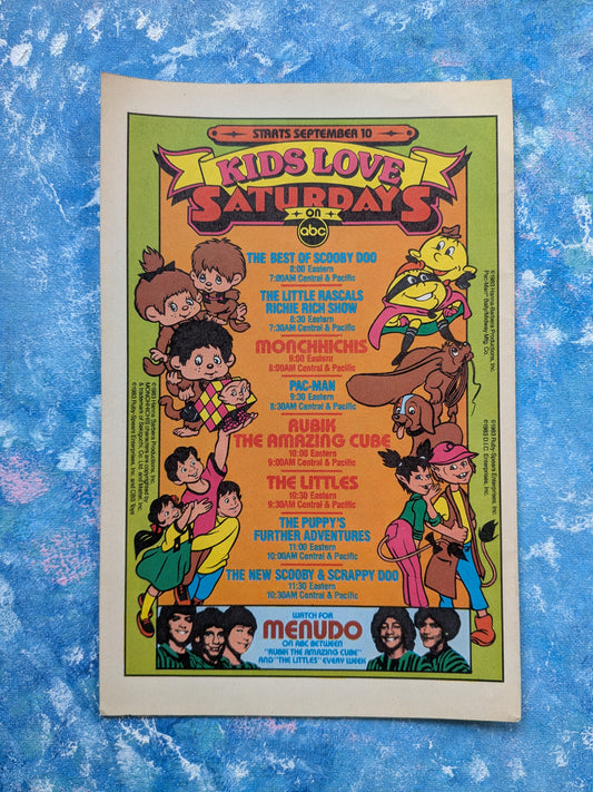 Vintage Kids Love Saturdays on ABC 1983 Kids TV/Cartoons Advertisement