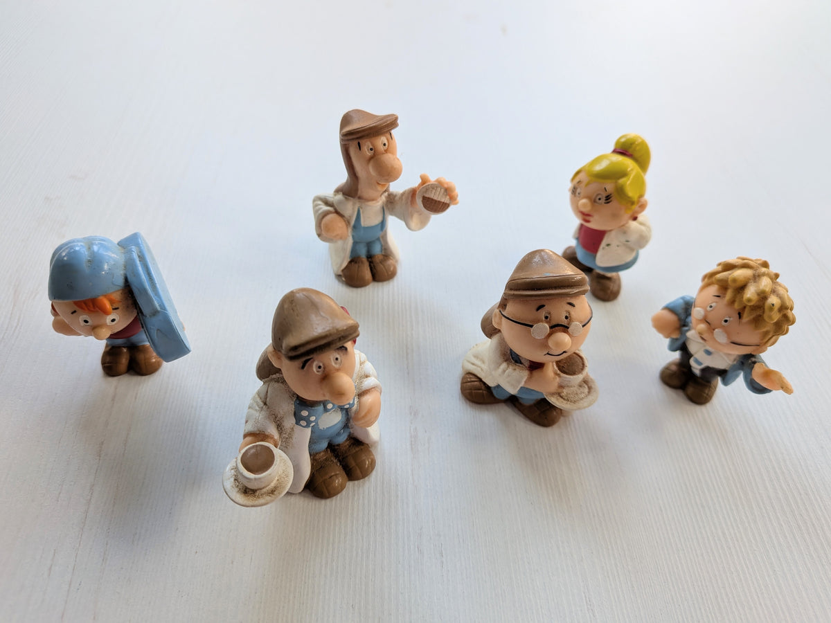 Vintage Tetley Tea Character Plastic Figures x6 Bundle - 1990s