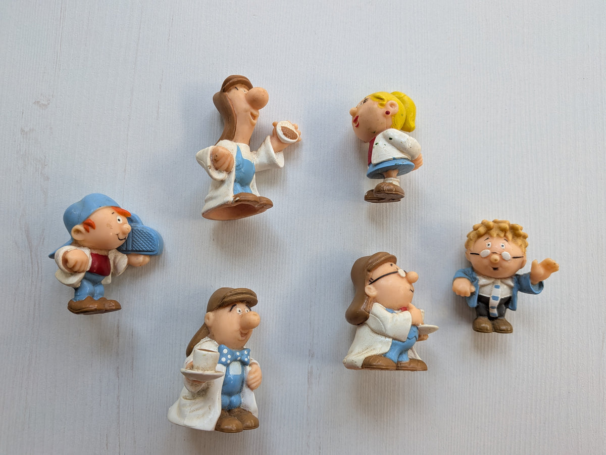 Vintage Tetley Tea Character Plastic Figures x6 Bundle - 1990s