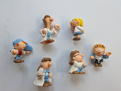 Vintage Tetley Tea Character Plastic Figures x6 Bundle - 1990s