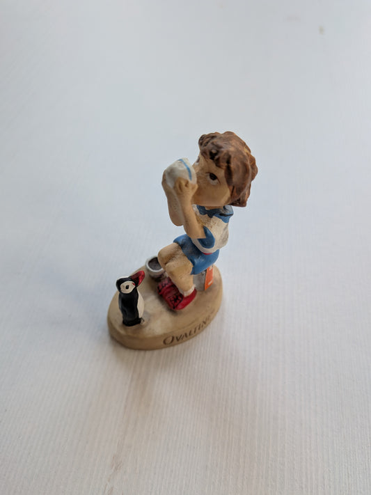 Vintage Ovaltine Small Figurine Boy And Penguin "Ovaltine John"