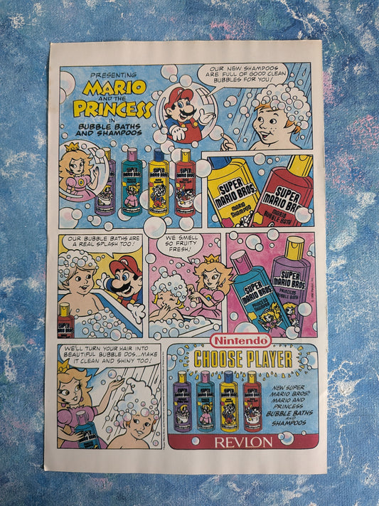Vintage Super Mario Bros Nintendo/Revlon Bubble Bath and Shampoo 1990 Advert