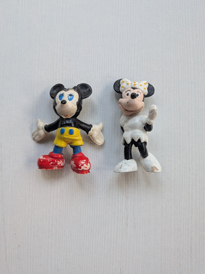 Vintage Mickey and Minnie Mouse Mini Figures/Cake Toppers - Disney - 1980s