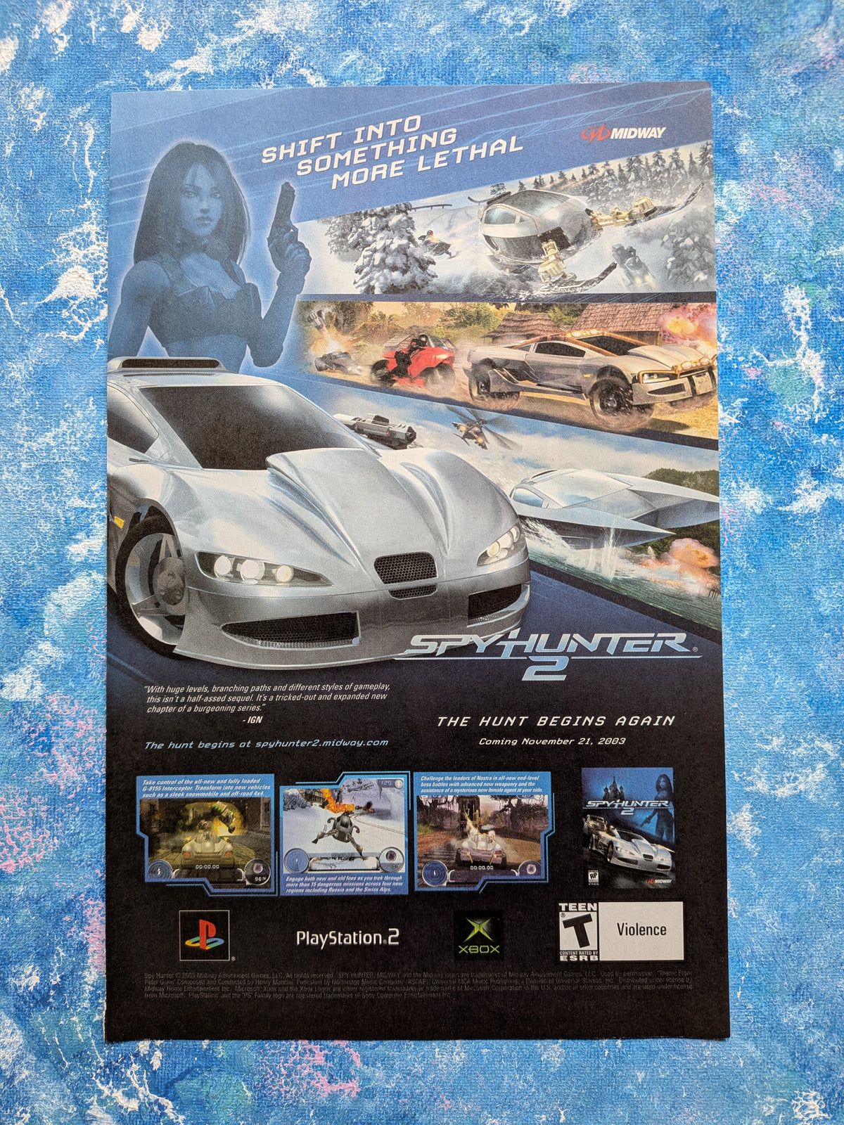 Spy Hunter 2 Playstation 2/Xbox Game 2003 Midway Advertisement