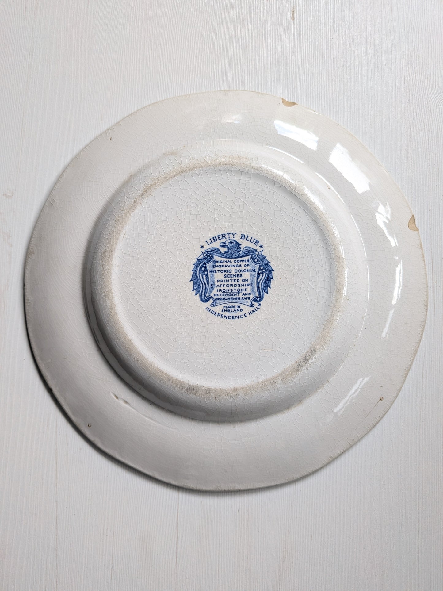Vintage Staffordshire Ironstone Liberty Blue Independence Hall Plate