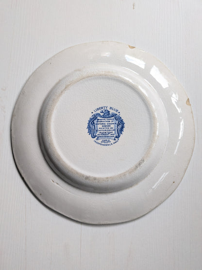 Vintage Staffordshire Ironstone Liberty Blue Independence Hall Plate