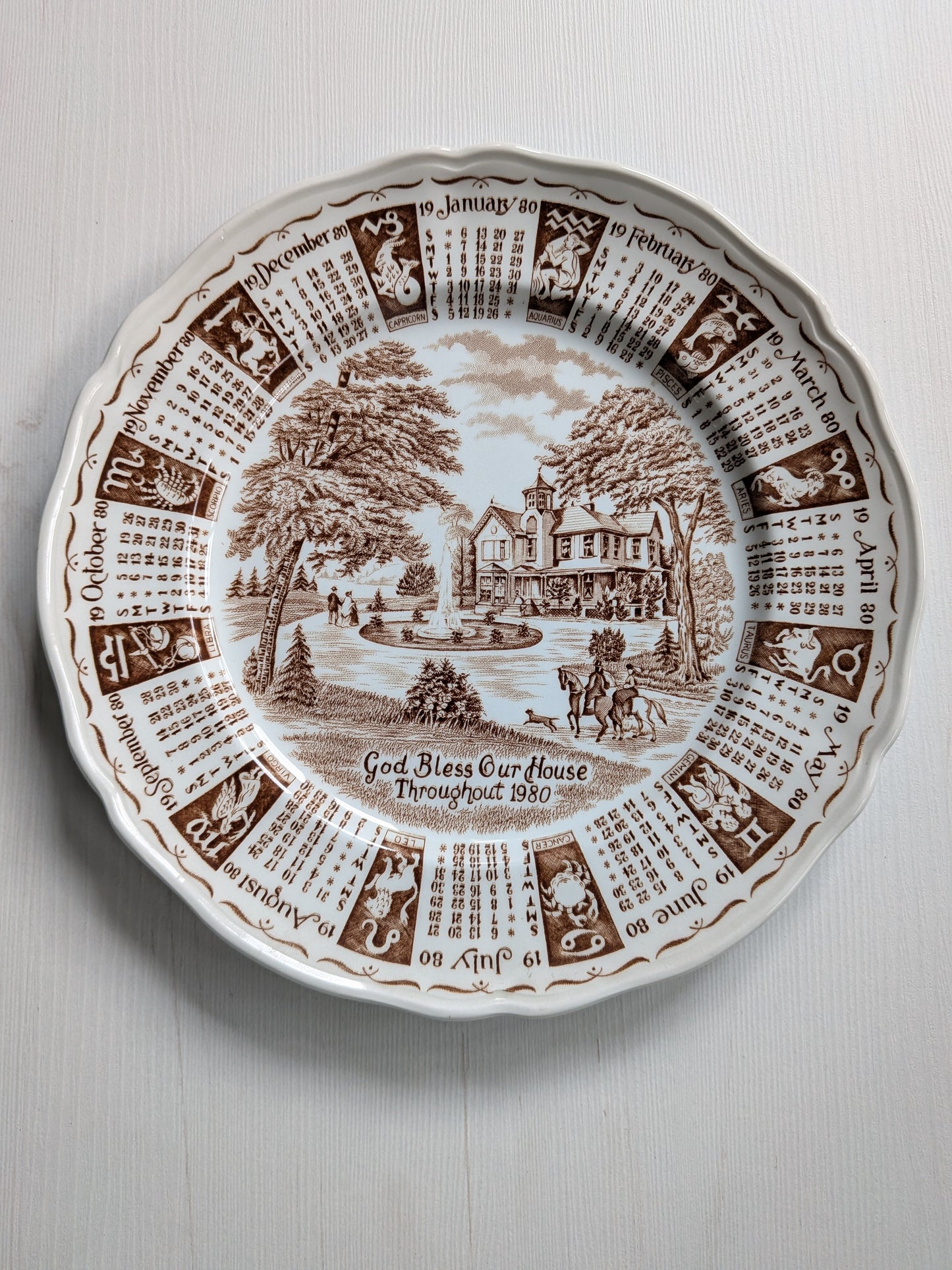 Vintage Calendar Zodiac Plate - 1980 - Ringtons Ltd