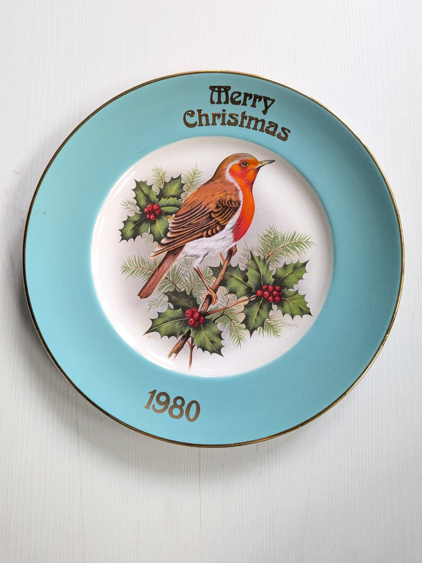 Vintage Merry Christmas Robin Plate - 1980 - Barratts Collector's Series