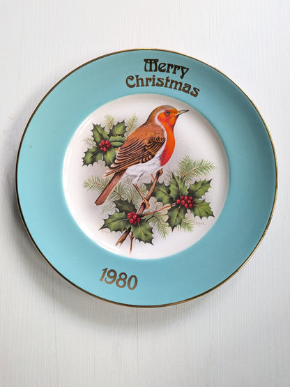 Vintage Merry Christmas Robin Plate - 1980 - Barratts Collector's Series