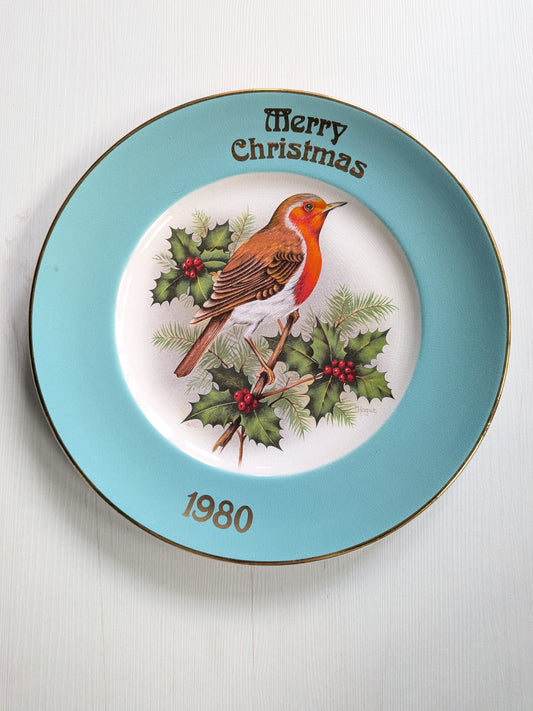 Vintage Merry Christmas Robin Plate - 1980 - Barratts Collector's Series