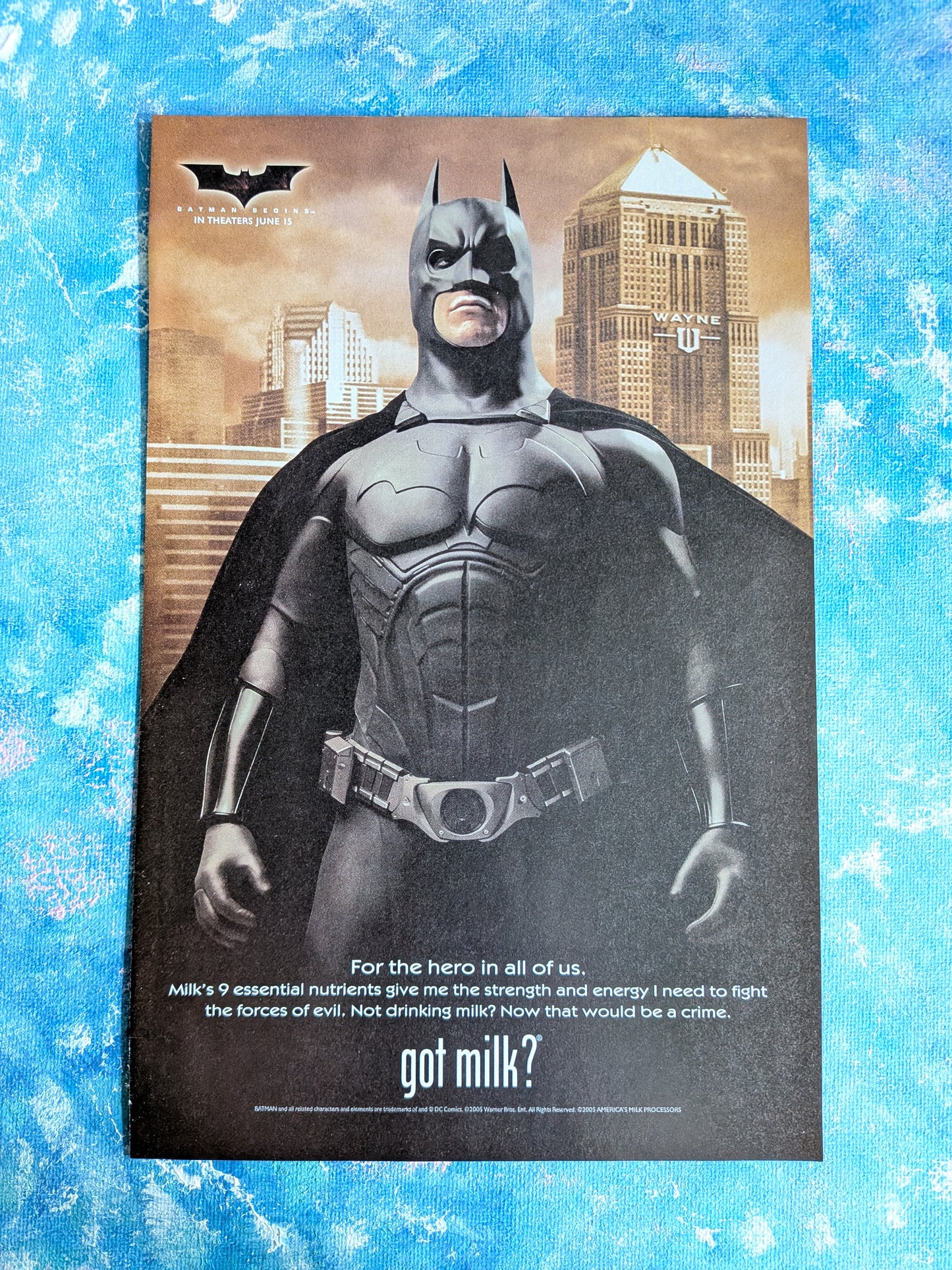 Batman Begins Christian Bale Got Milk? 2005 Cinema Release Promo Advertisement