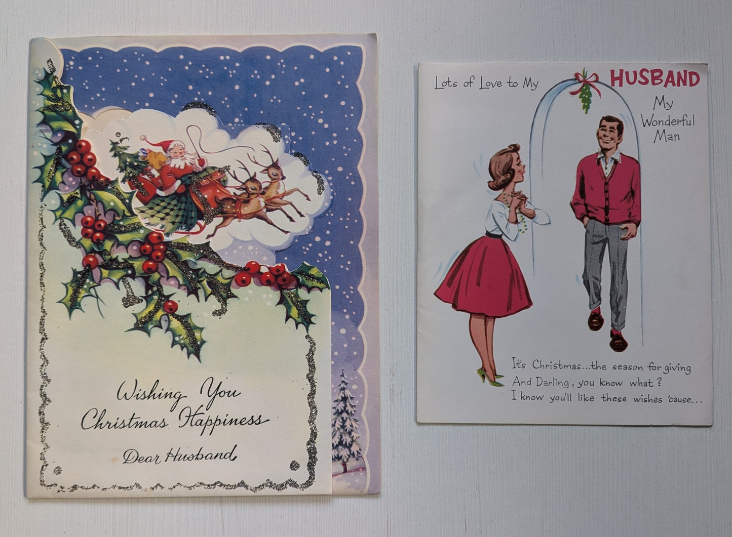 Vintage Retro/Kitsch Christmas Cards Bundle, 10 Cards For Scrapbooking/Crafts #8