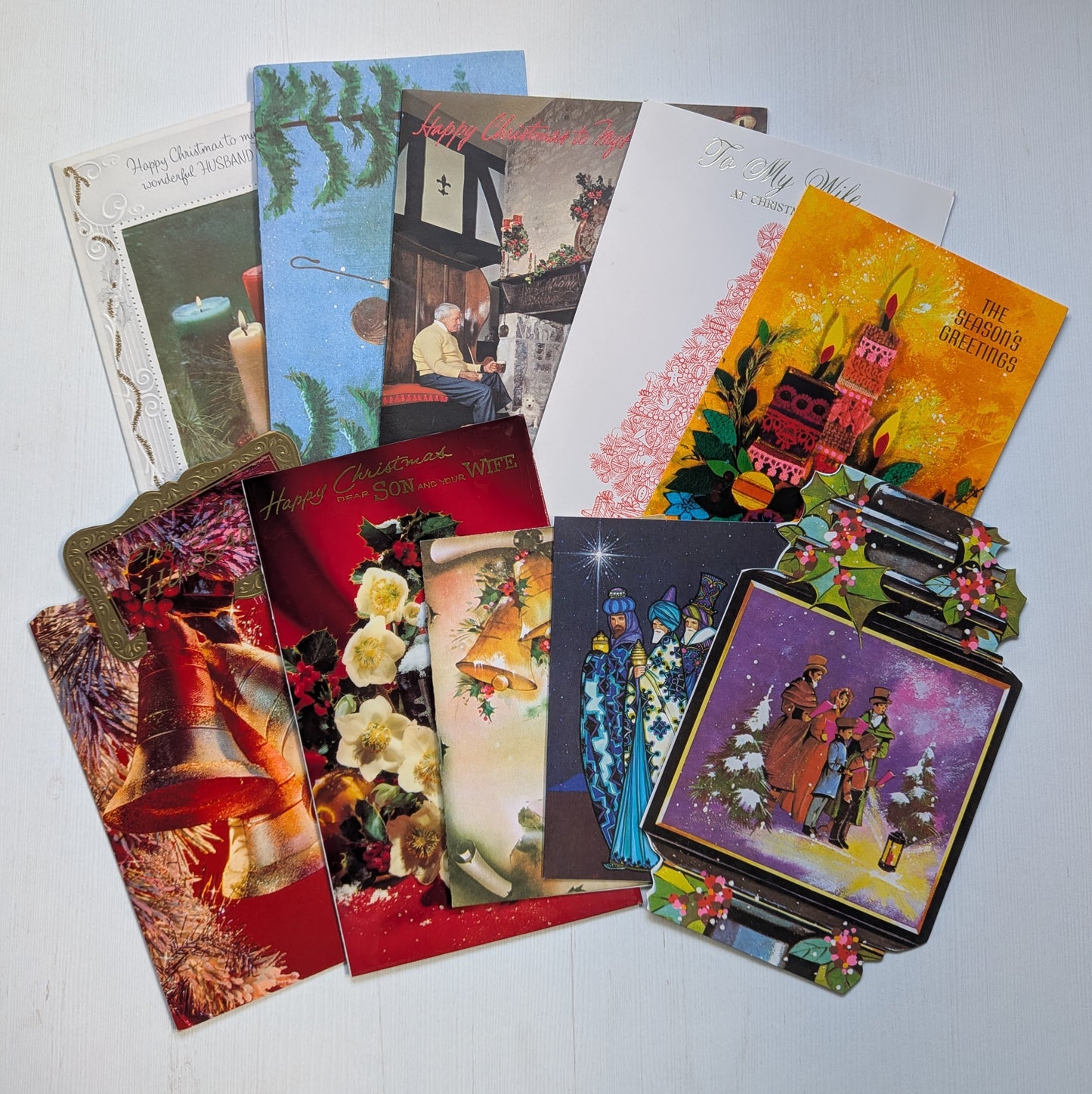 Vintage Retro/Kitsch Christmas Cards Bundle, 10 Cards For Scrapbooking/Crafts #7