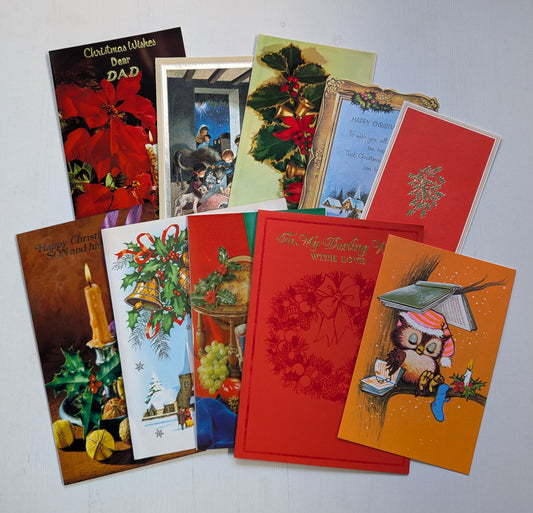 Vintage Retro/Kitsch Christmas Cards Bundle, 10 Cards For Scrapbooking/Crafts #6